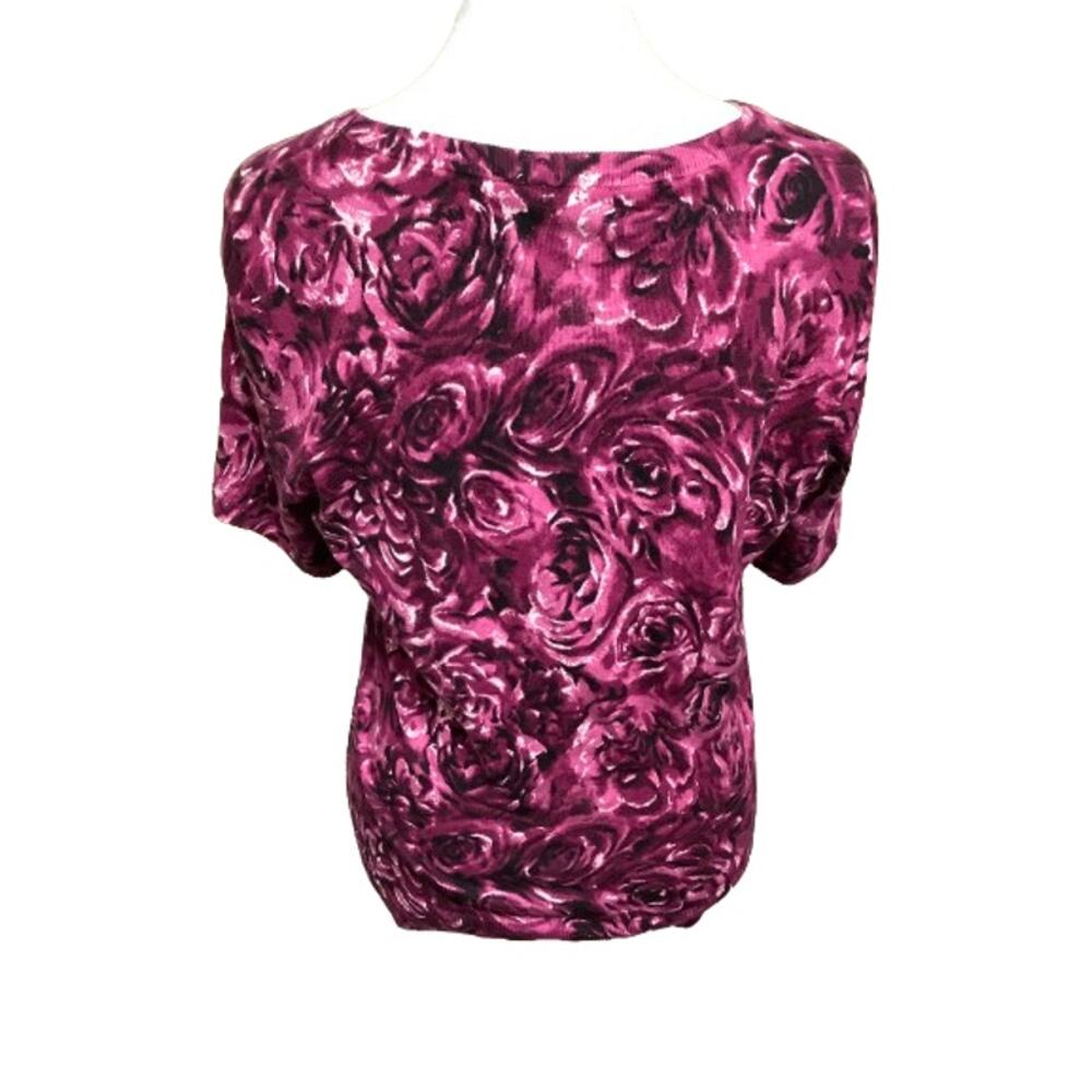 Talbots Red Rose Print Cardigan Size S Petites - Vibrant, Elegant, Layering - Picture 3 of 7